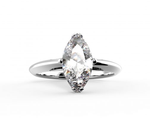 Wedding ring with diamond isolated on white background. Fashion jewelery. 3d digitally rendered illustration